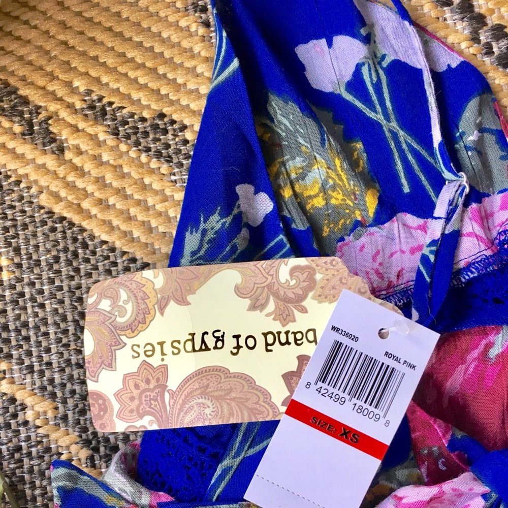 Band of Gypsies chloe blue floral ruffle dress, XS - Picture 6 of 7